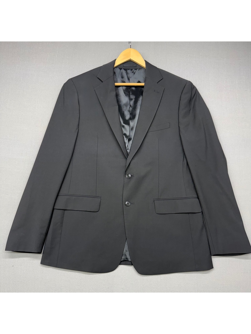 Calvin Klein Men's Black 42R X Slim Fit Two-Button Wool Suit Jacket Blazer